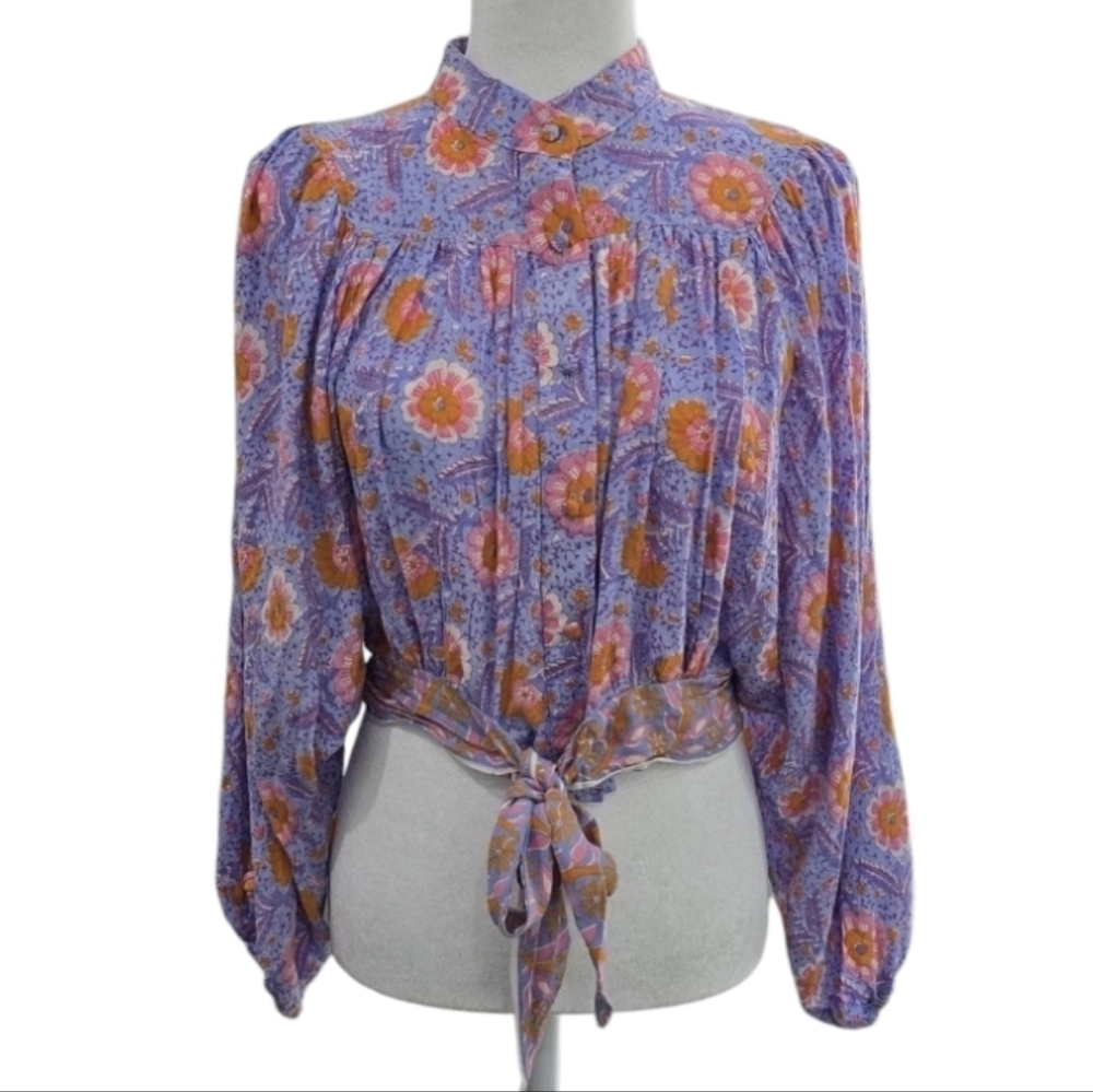 RACHEL Rachel Roy Cropped Floral Boho Button Down Blouse. Size Medium